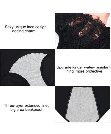 Panties Women's Cotton Menstrual Period Panties Leakproof Brief Postpartum Bleeding Underwear of 4 Pack - Black of 4 - CJ18SA...