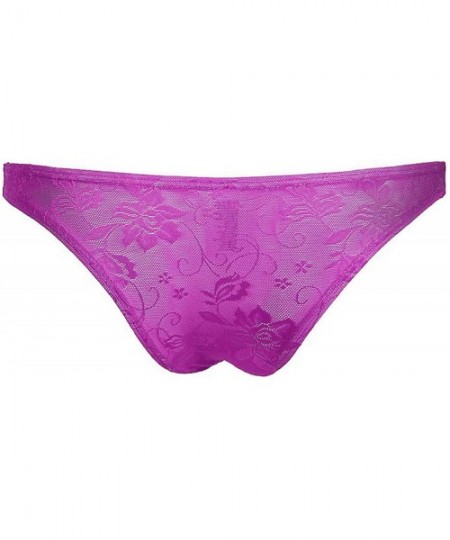Briefs Fashion Sexy Full Lace S Men Underwear Lingerie Bokserki Men Underwear Sexy Briefs - Purple - C719E7O4590