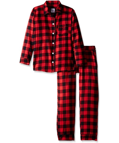 Sets Women's Cotton Flannel Pajama Set - Red/Black - C1126JYZXU9