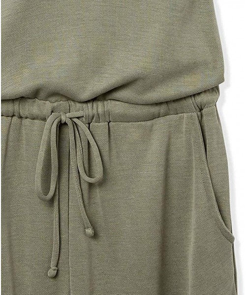 Sets Womens Pajama Set Solid V-Neck Sleeveless Sleepwear Romper Pjs Set Women Jumpsuit - Green - CQ19C7DT0TG