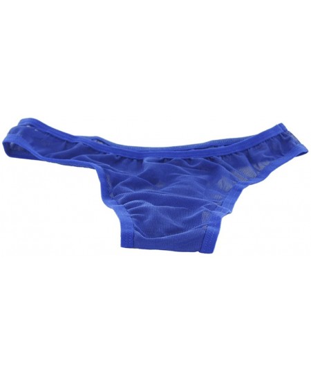 G-Strings & Thongs Men's Charming Mesh G-String Underwear Pouch Brief Thong Bikini Opening Panty Sapphire - CC19CH3KDZN