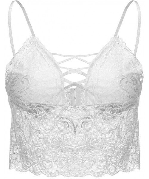 Camisoles & Tanks Women Lace Camisole-Plus Size Vest Crop Wire Free Bra Lingerie Sexy V-Neck Breathable Underwear Everyday Br...