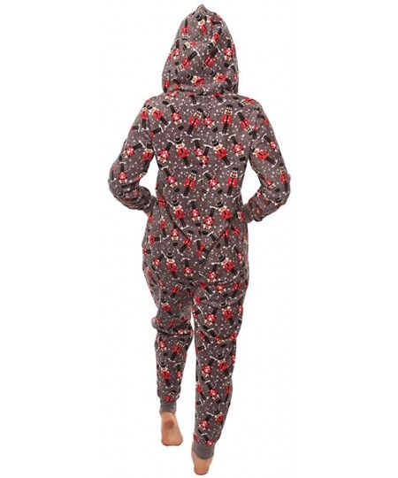 Sets Women's Sleepwear Nutcracker Hooded Onesie Pajama PJ with Pockets - Grey - C918L7WDXHZ