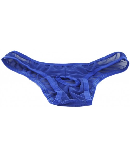 G-Strings & Thongs Men's Charming Mesh G-String Underwear Pouch Brief Thong Bikini Opening Panty Sapphire - CC19CH3KDZN