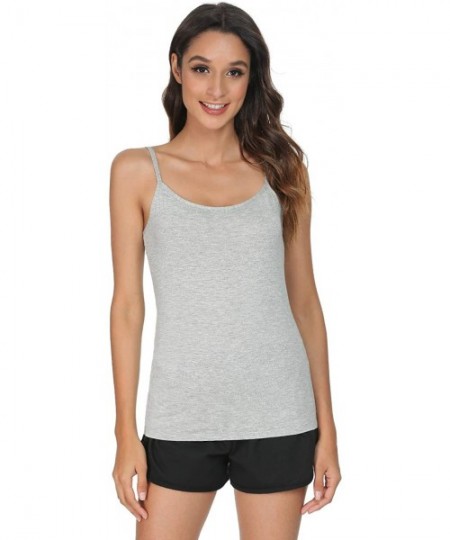 Camisoles & Tanks Adjustable Camisole for Women Spaghetti Strap Tank Top Camisoles - 3 Pack-gray/White/Pink - CU198CD9CLL
