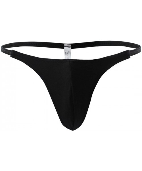 G-Strings & Thongs Men's Sexy Stretchy Low Rise G-String Underwear Thongs - Black - C918L8HQR3H