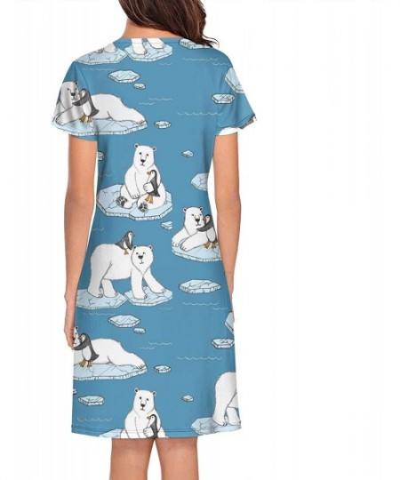 Nightgowns & Sleepshirts Rainbow Weed Pattern Sleepwear Simple Unique Modern Short Sleeve Nightwear - Polar Bear Loves - CY18...