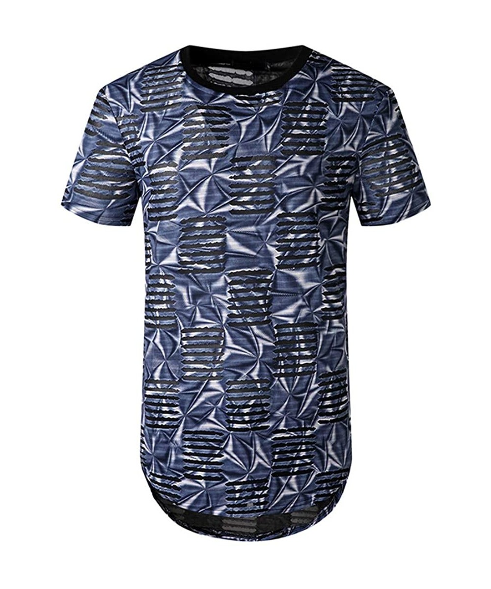 Thermal Underwear Mens Funny Printed T-Shirts- Casual Short Sleeve Crewneck Tees Summer Breatheable Tops - Navy - CZ19CH4ASNK