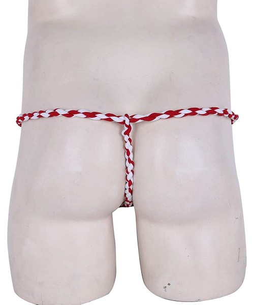 G-Strings & Thongs Men's Soft Cotton Bulge Pouch Bikini Sumo Wrestling G-String Thongs Underwear T-Back - Red - CE19D8R0XXD