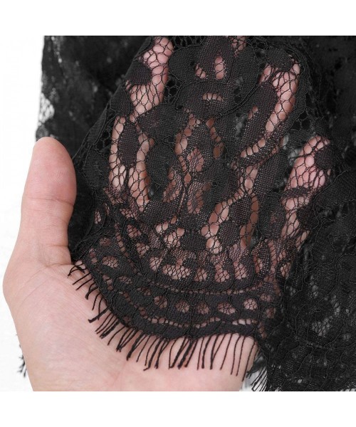 Slips Women Floral Lace Underskirt See Through Sheer Half Slip Under Skirt A-line Midi Skirts - Black - C118U24YGK0