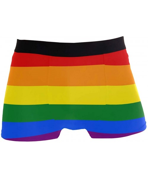 Briefs Fashion Colorful Summer Men's Casual Underwear Boxer Briefs Breathable Sport - Multicolour-rainbow Striped - C618QQHI8W2