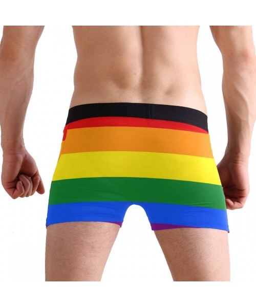 Briefs Fashion Colorful Summer Men's Casual Underwear Boxer Briefs Breathable Sport - Multicolour-rainbow Striped - C618QQHI8W2