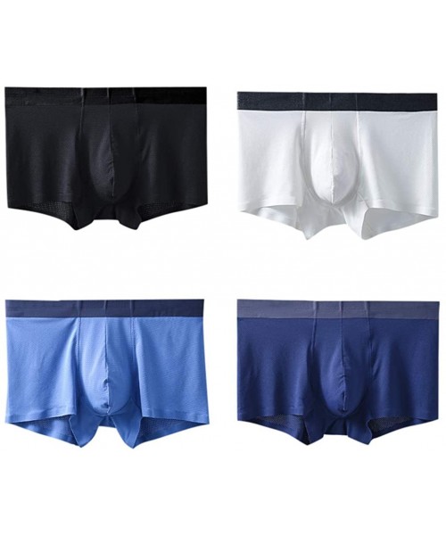 Boxers Boxer Briefs 4PC Mens Plus Size Mesh Breathable Underpants Thin Ice Silk Pouch Underwear Without Trace - H - CE18X680W5X