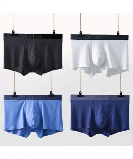 Boxers Boxer Briefs 4PC Mens Plus Size Mesh Breathable Underpants Thin Ice Silk Pouch Underwear Without Trace - H - CE18X680W5X