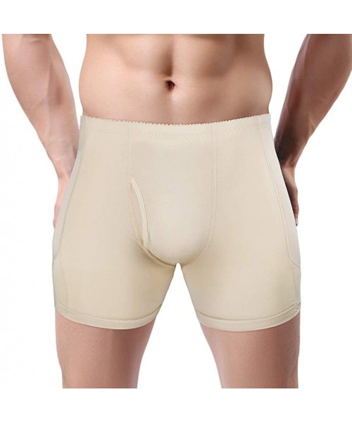 Shapewear Men Butt Lifter Shapewear Padded Briefs Boxers Underwear Hip Enhancer 4 Detachable Pads - Grey1 - CZ18SE80Q7O