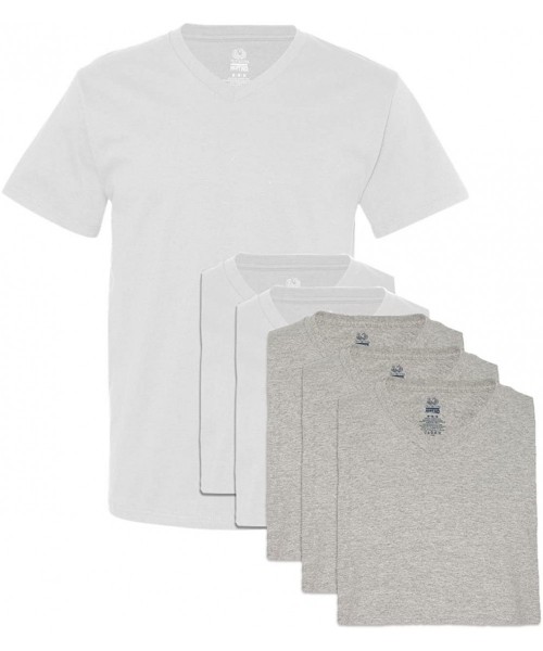 Undershirts Men's 6 Pack V-Neck T-Shirt- 3 White / 3 Athletic Heather- M - C9125XAJP7V