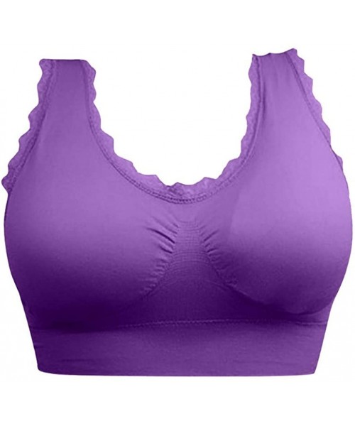Robes Underwear for Women-Sports Bras - Padded Seamless High Impact Support for Yoga Workout Fitness - Purple - CT18XY3SIG7
