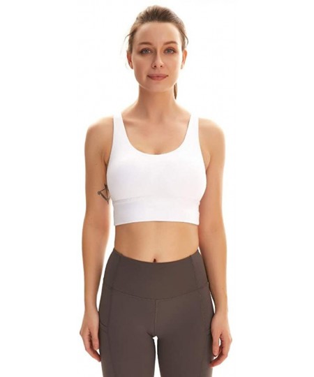 Bras Women Sports Bra Padded Skin-Friendly Shockproof Support Fitness Yoga Underwear Without Steel Ring - White - CK19DATNDL2