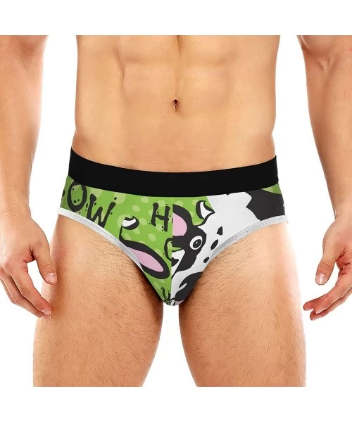 Briefs Men's Briefs Happy Cow On Polka Dot Background Men's Underwear Triangle Print Breathable Briefs - CL197HK0A6E