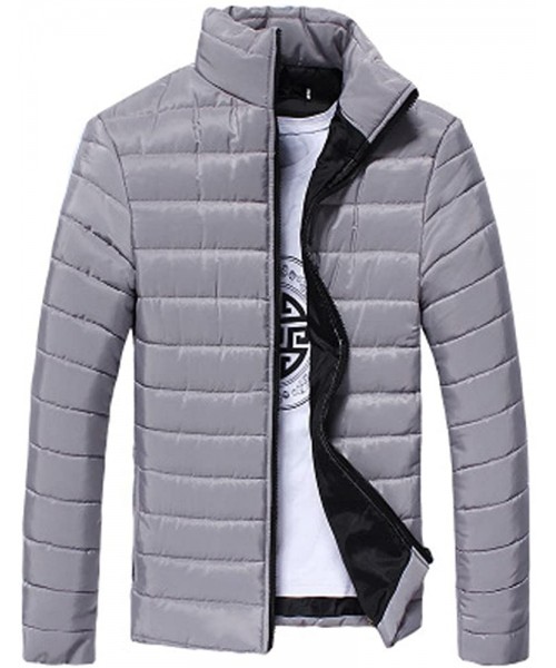 Sleep Sets Men's Warm Jacket Thick Outerwear Jacket Full Zip Water-Resistant Casual Winter Coat - Gray - C8194KHHQIM