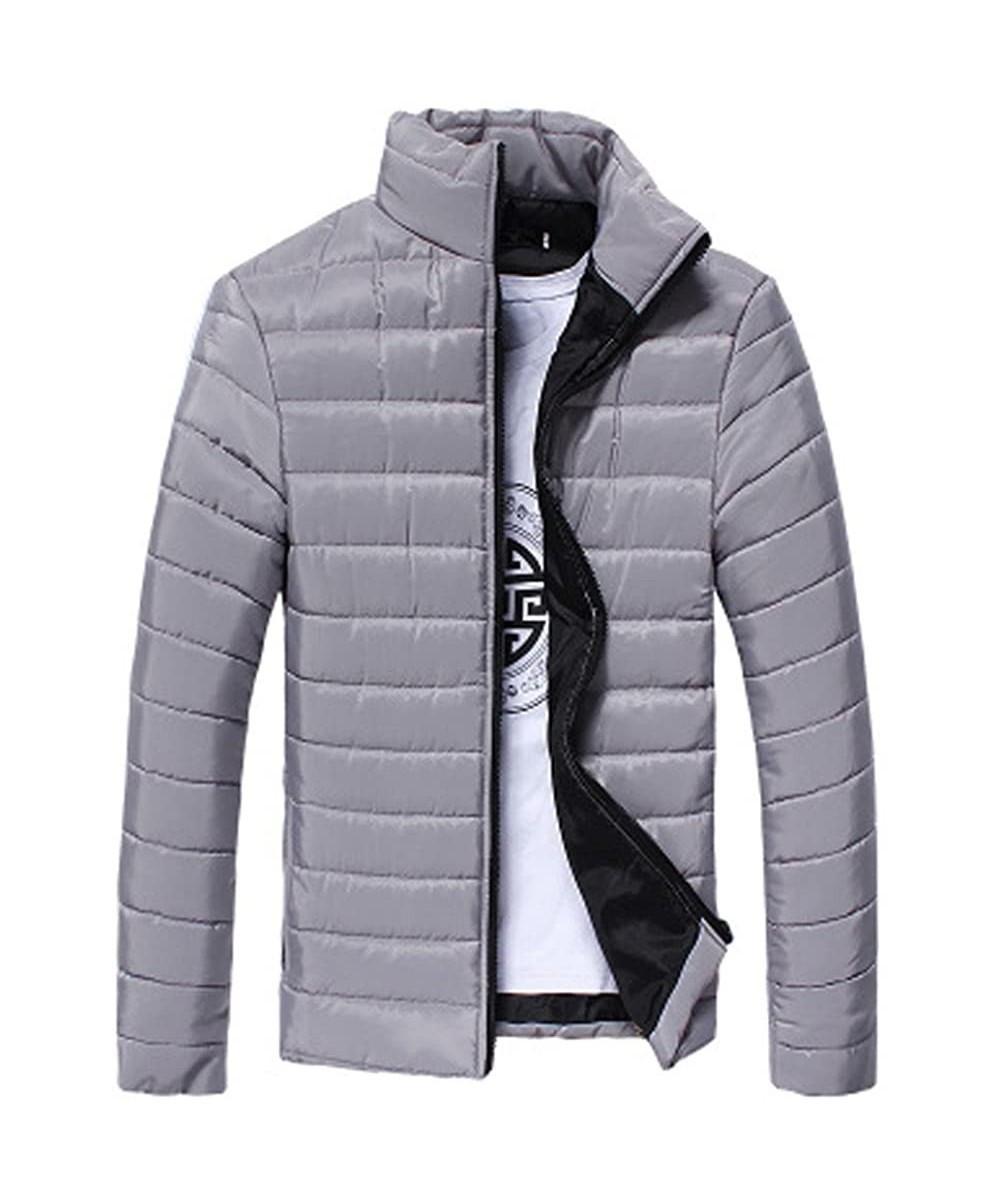 Sleep Sets Men's Warm Jacket Thick Outerwear Jacket Full Zip Water-Resistant Casual Winter Coat - Gray - C8194KHHQIM