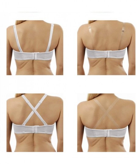 Bras Strapless Full Coverage Supportive Bra Multiway Straps Removable Pads Minimizer Bandeau - White - CD1962RSAT9