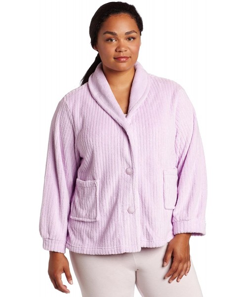 Robes Women's Plus Size Shawl Collar Bed Jacket - Lilac - C9115UFSK9Z