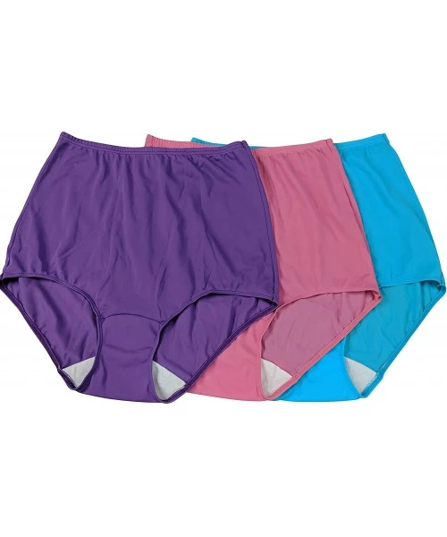 Panties Women's Plus Size Panties Comfort Band Briefs (3 Pack) - Tur/Ros/Pur - CH18OT07THL