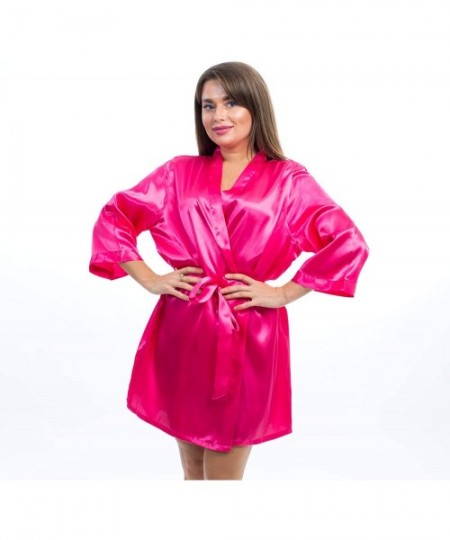 Robes Satin Robe for Bride Bridesmaid Party with Rose-Gold Glitter - Fuxia-matron_of_honor - C2190SAD2Z2