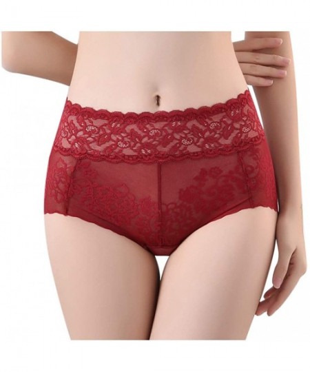 Thermal Underwear Women Lace G-String-Sexy High Waist Transparent Thong Panties Underwear Underpants Brief Lingerie - Wine-1 ...