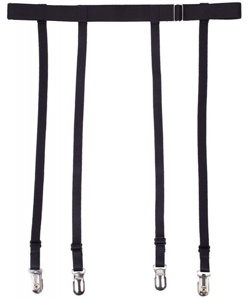Garters & Garter Belts Women Black Simplicity Sexy Suspender Garter Belt for Thigh High Stockings- Metal Clips - Black Long S...