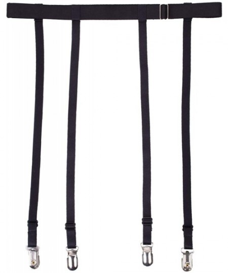 Garters & Garter Belts Women Black Simplicity Sexy Suspender Garter Belt for Thigh High Stockings- Metal Clips - Black Long S...