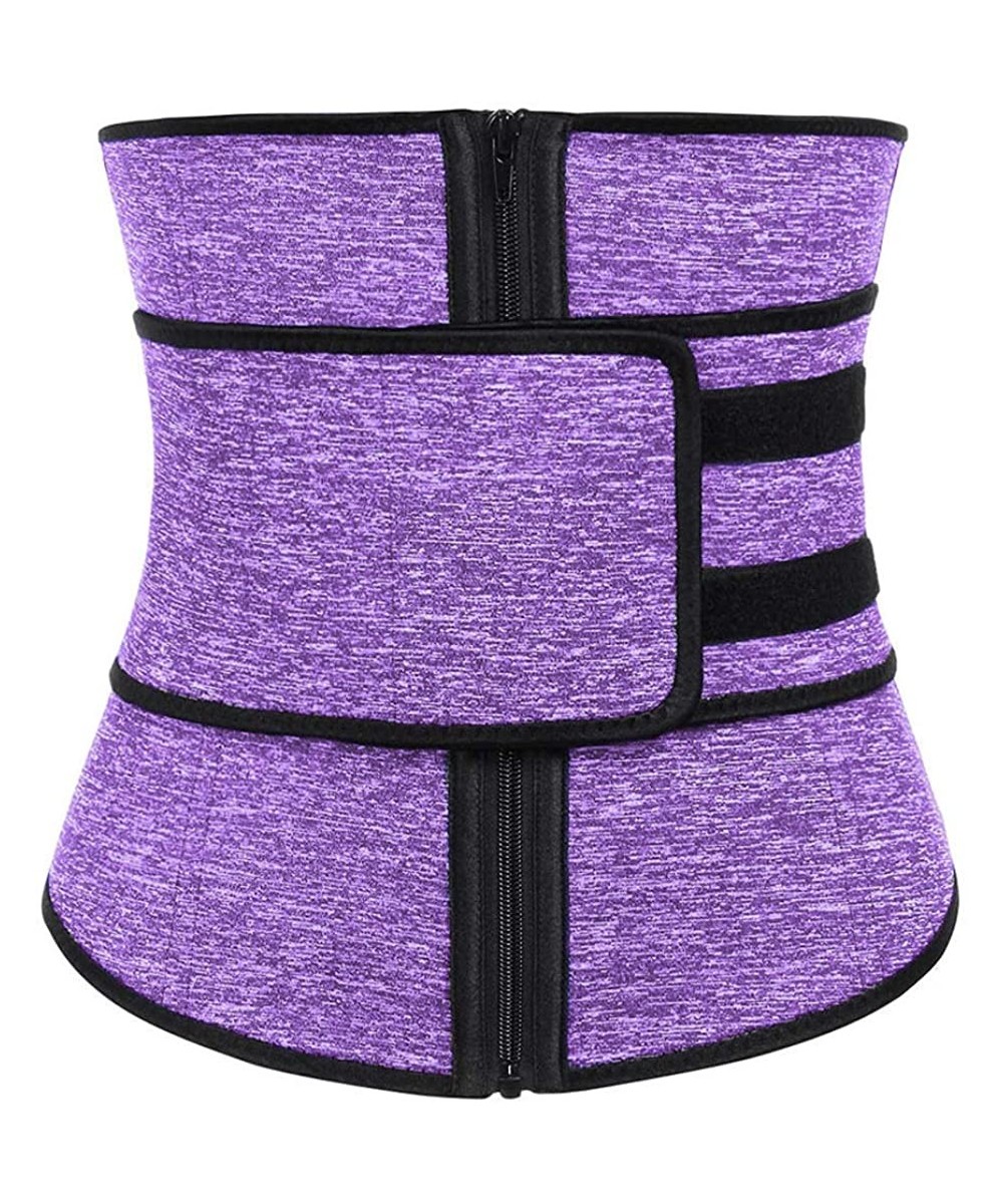 Shapewear Women's Waist Trainer Corset Trimmer Belt Sports Girdle Weight Loss Slimming Bodysuit with Zipper - Snow Purple-118...