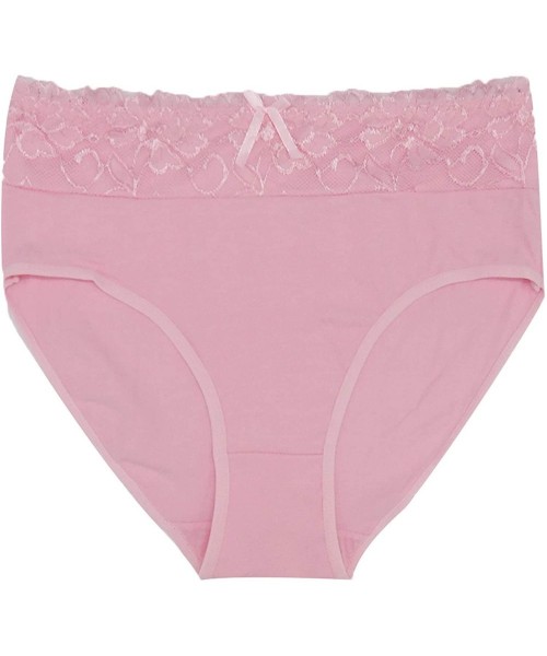 Panties Women's Cotton Briefs Mid-Rise Solid Lace Waist Panties Ladies Briefs Plus Size Briefs Underwear 3 Pcs/Lot - D-random...