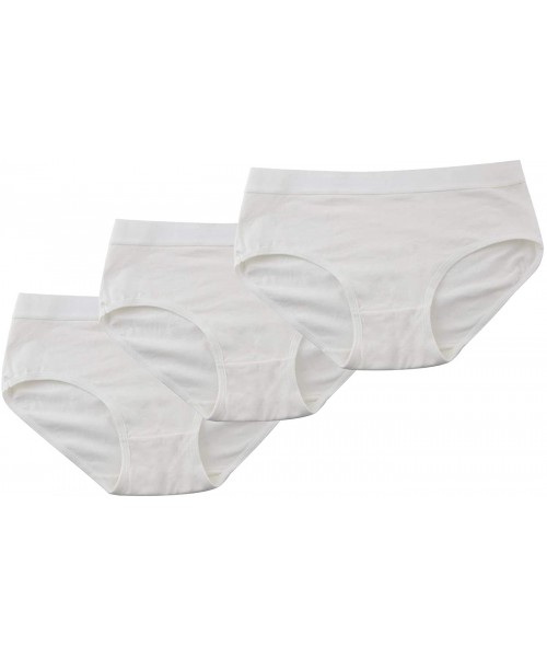 Panties Women's Mid Waist Stretch Cotton Soft Underwear Bikini Briefs Panties - White 3 Pack - CO196SDA4YH
