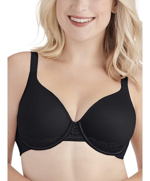 Bras Women's Full Figure Lightly Lined Smoothing Underwire Bra - Midnight Black Lace - CA18O9YX4CT