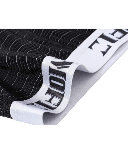 Boxer Briefs Mens Bamboo Stretch Boxer Briefs Long Leg Printed Comfortable Underwear - Black-mf215 - C618DQRYULQ