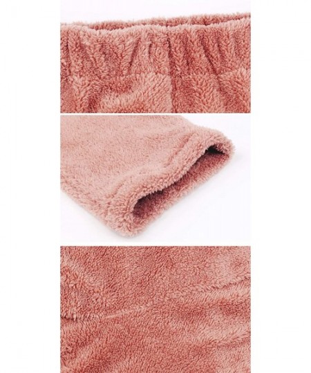 Bottoms Women's Fluffy Pajama Pants Fuzzy Fleece Pants Warm Plush Winter Sleep Bottoms Comfy Lounge Pants - Pink - CH19DHZXEQY