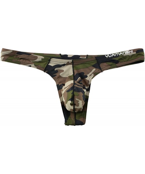 G-Strings & Thongs UltraFit Men's Camouflage Thong Underwear- Hot Men's Thong G-String Undie - Green - CY18Q56S4H7