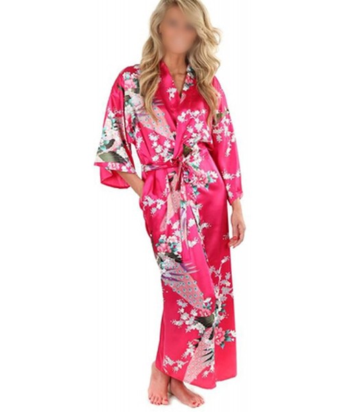 Robes Black Women Silkno Robes Long Sexy Nightgown Vintage Printed Night Gown Flower Plus Size S M L XL XXL XXXL - As the Pho...