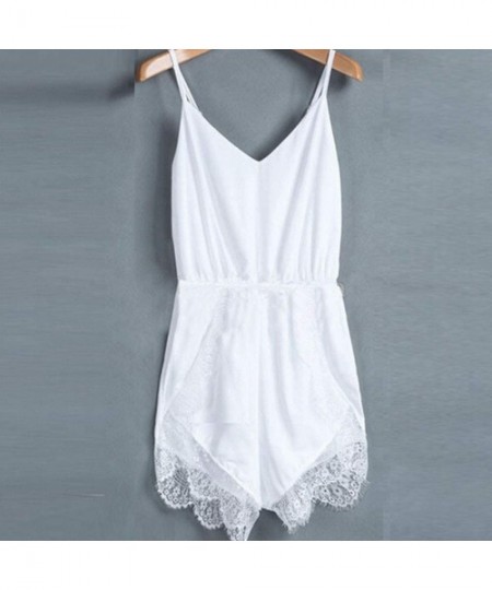 Accessories Sexy Woman Strapless Sleeveless lace Chiffon Jumpsuit Bodysuit - White - CO198AUES9N