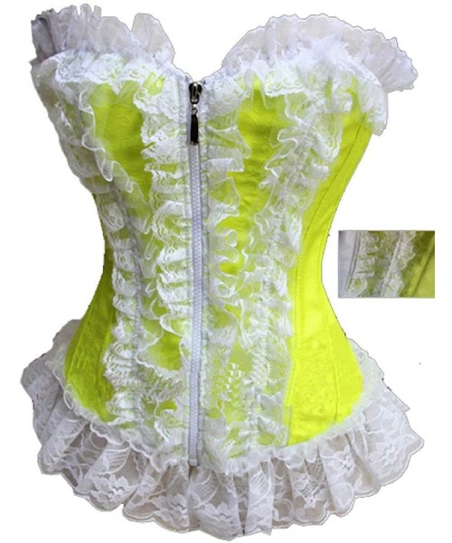 Bustiers & Corsets Women's Love Heart Style Overbust Boned Lace Up Back Corset Top - A1510-green - CZ11NWGMWG1