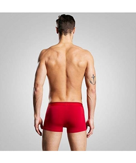 Boxer Briefs Mens Boxer Briefs -Cotton Underwear Breathable Boxer Open Fly Pouch 3 Pack - Red/Red/Grey - CD193EHYZIM