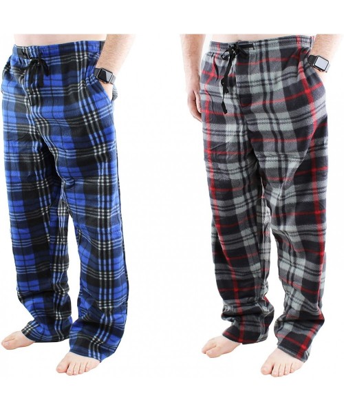 Sleep Bottoms Mens Plush Soft Fleece PJ Pajama Sleep Bottoms Lounge Pants - Combo 9 - 2 Pack - CW18Y5AKTEL