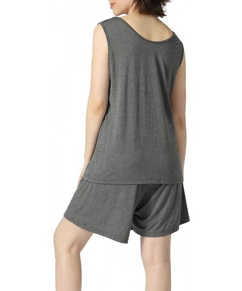 Sets Women's Pajamas Sets Sleeveless Sleepwear Tank Top with Shorts - Grey - CF1900KSNL8