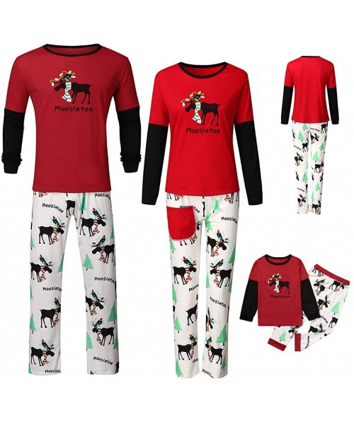 Sleep Sets Xmas Family Matching Clothes Man Daddy Cartoon Printed Long Sleeve Tops Striped Pants Pajamas Homewear - Kids-red ...