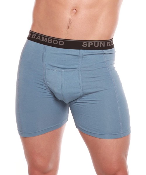 Boxer Briefs Men's Boxer Briefs Underwear - Soft- Comfortable- Breathable- Moisture Wicking Boxers for Men - Steel Blue - CZ1...
