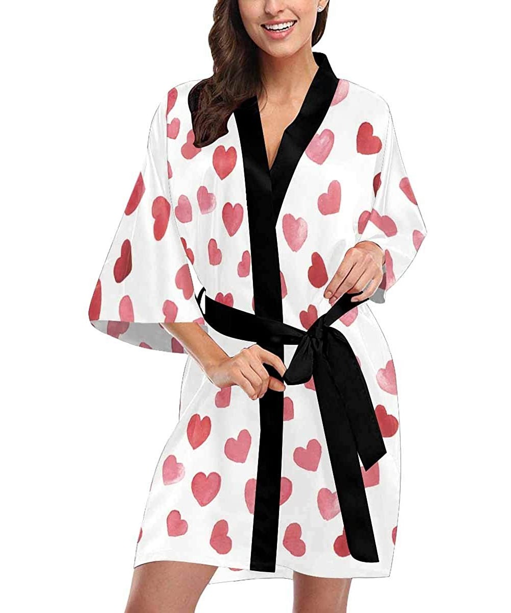 Robes Custom Valentine's Day Heart Women Kimono Robes Beach Cover Up for Parties Wedding (XS-2XL) - Multi 1 - CT194WWHGRQ