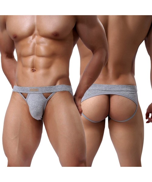G-Strings & Thongs Men's Jockstrap Underwear Sexy Cotton Athletic Supporter Briefs - A6-grey - C6193LRUM03