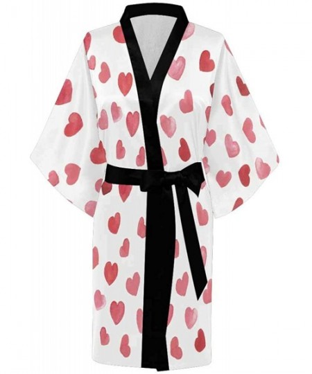 Robes Custom Valentine's Day Heart Women Kimono Robes Beach Cover Up for Parties Wedding (XS-2XL) - Multi 1 - CT194WWHGRQ